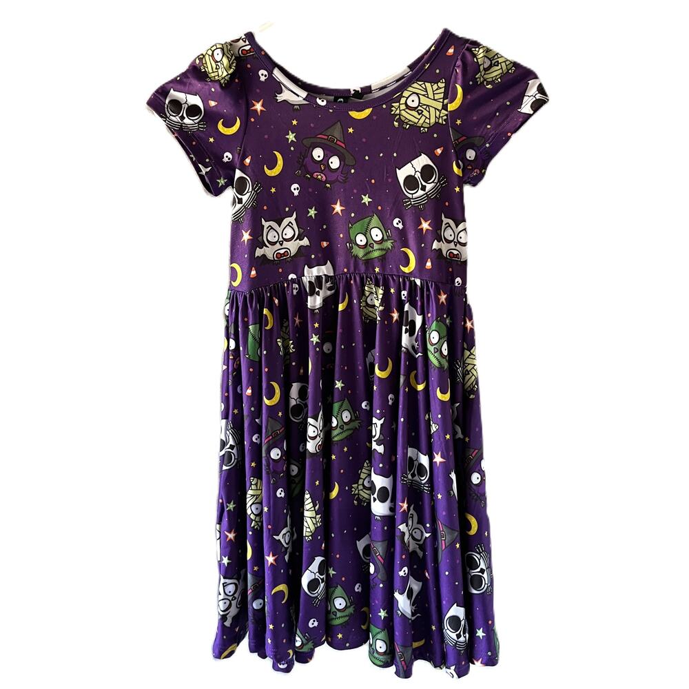 CANAH Purple Girls Halloween Dress Spooky Owls Size 6 NWOT